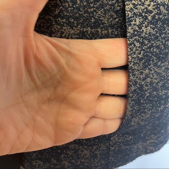 Worth Navy and Shimmering Gold Fringed Button Front Jacket Size 6 - Picture 7 of 9